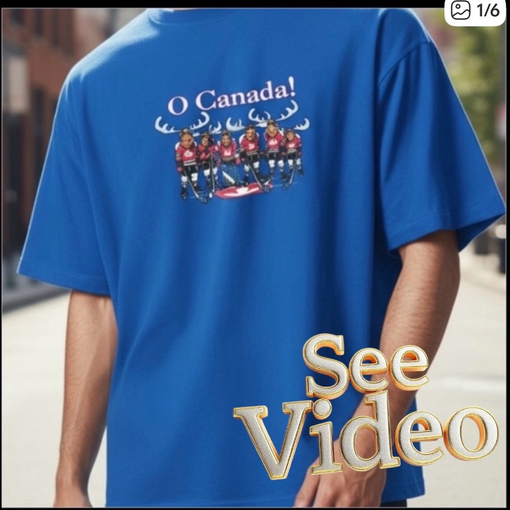 👛 (ANY 2/$20) (JULY 1st)  O CANADA Short Sleeve Tee w. Patriot Moose Hockey Team